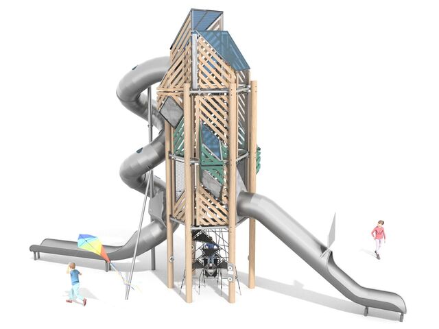 Herní sestava s tobogány dřevo akát