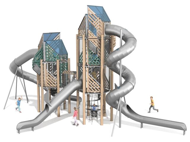 Herní sestava s tobogány dřevo akát