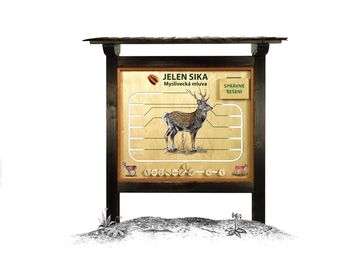 Naučná tabule - Myslivecká mluva ( JELEN sika )