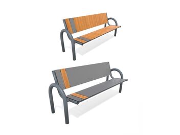 Lavička s opěradlem a područkami