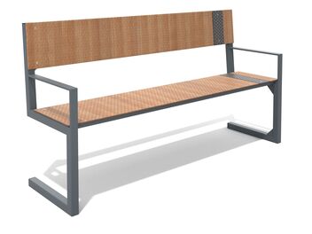 Lavička s opěradlem a područkami