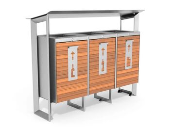 Odpadkový koš se stříškou na tříděný odpad 3 x 45 l