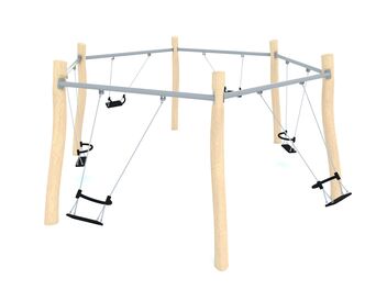 Řetězová houpačka 6 míst dřevo akát