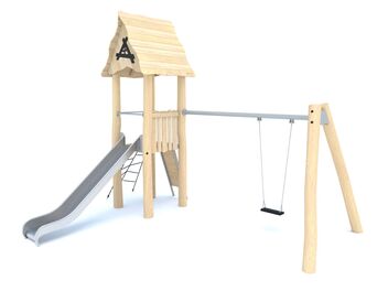 Řetězová houpačka se skluzavkou dřevo akát