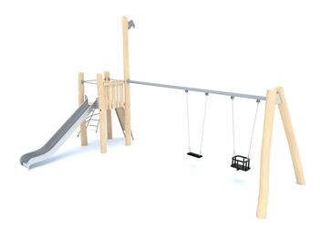 Herní sestava se skluzavkou dřevo akát