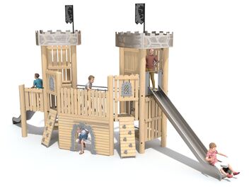 Velký dvojvěžový hrad dřevo akát