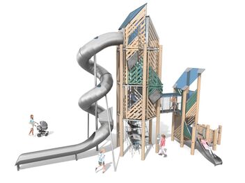 Herní sestava s tobogánem dřevo akát