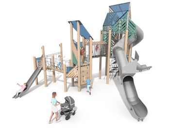 Herní sestava s tobogány dřevo akát