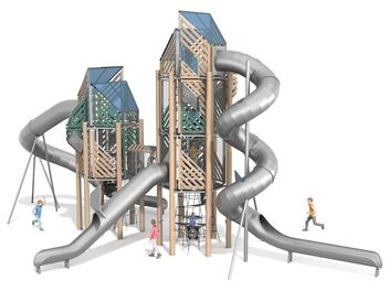 Herní sestava s tobogány dřevo akát