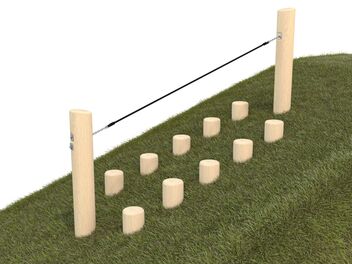 Nášlapy do svahu s lanem dřevo akát