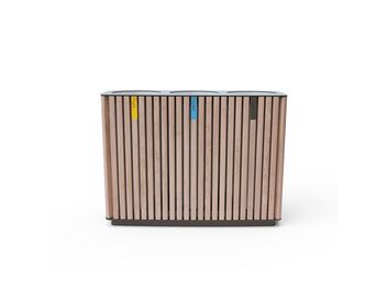 Trojitý odpadkový koš na separovaný odpad 3x50 l - dřevo