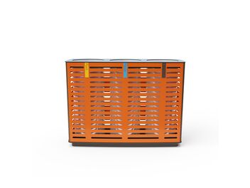 Trojitý odpadkový koš na separovaný odpad 3x50 l - kov