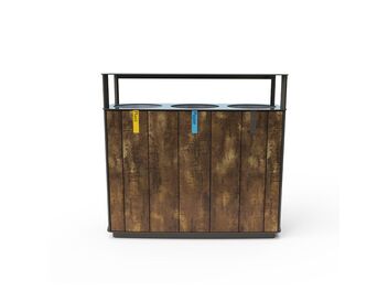 Trojitý odpadkový koš se stříškou na separovaný odpad 3x50 l - hpl