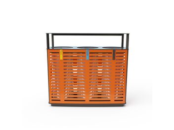 Trojitý odpadkový koš se stříškou na separovaný odpad 3x50 l - kov