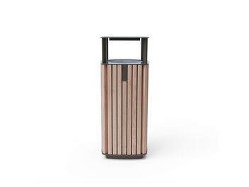 Odpadkový koš 50 l se stříškou - dřevo