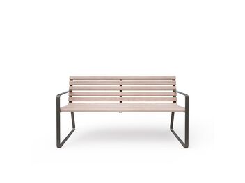 Parková lavička s opěradlem a područkami 1,5 m - dřevo