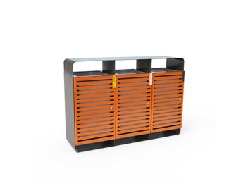 Trojitý odpadkový koš na separovaný odpad 3x60 l - kov