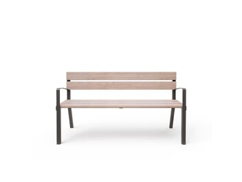 Parková lavička s opěradlem a područkami 1,5 m - dřevo