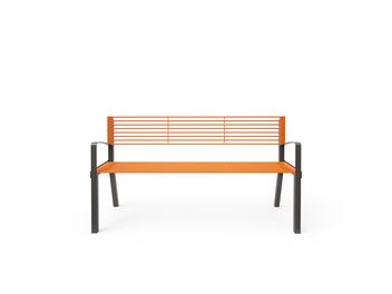 Parková lavička s opěradlem a područkami 1,5 m - kov