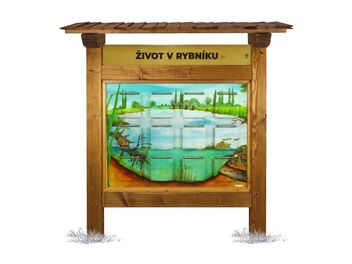 Naučná tabule - Život v rybníku, řece nebo na louce